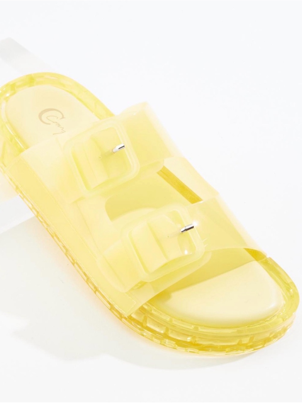 ' Yellow Jelly Slide Sandals with Dual Buckles
